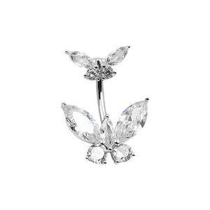 Butterfly belly button piercing ring